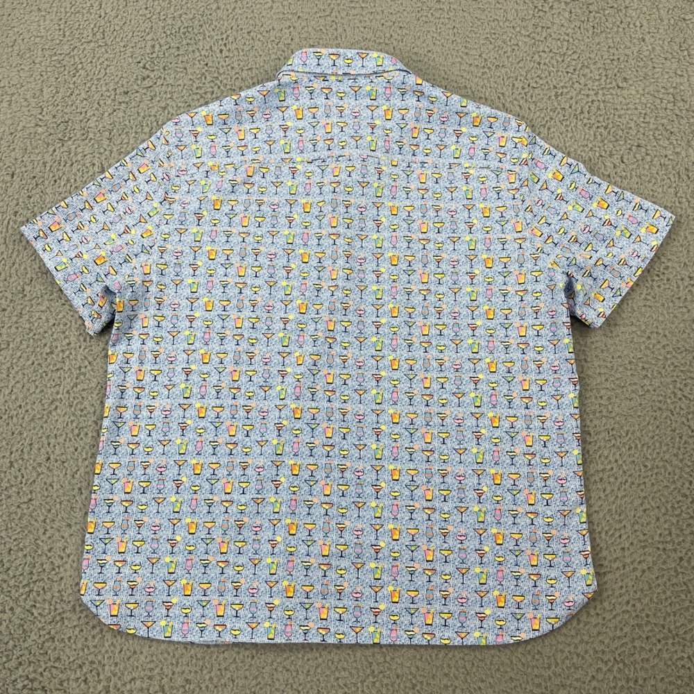 Johnston & Murphy Performance Button Down Shirt Mens XL Blue Cocktail Print - Picture 3 of 9